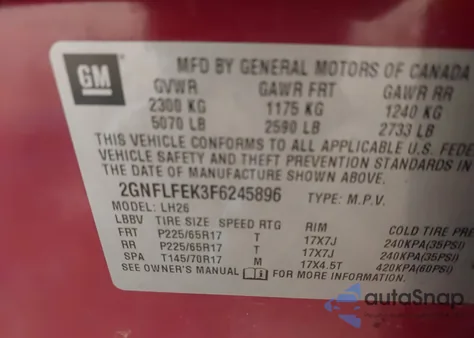 2015 Chevrolet Equinox 1Lt из США, поврежденный, VIN 2GNFLFEK3F6245896